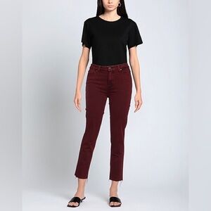PAIGE Ankle Cropped Jeans in Deep Burgundy